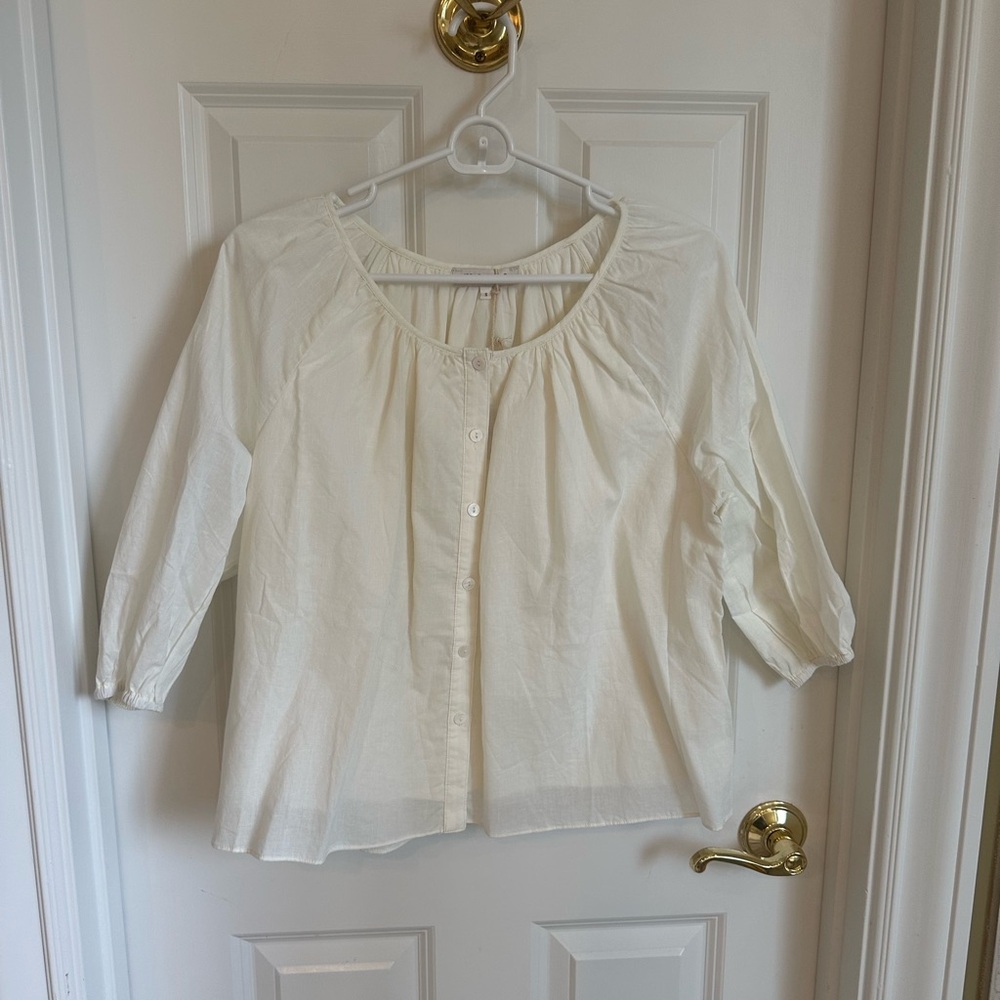 Cream Button-Up Blouse